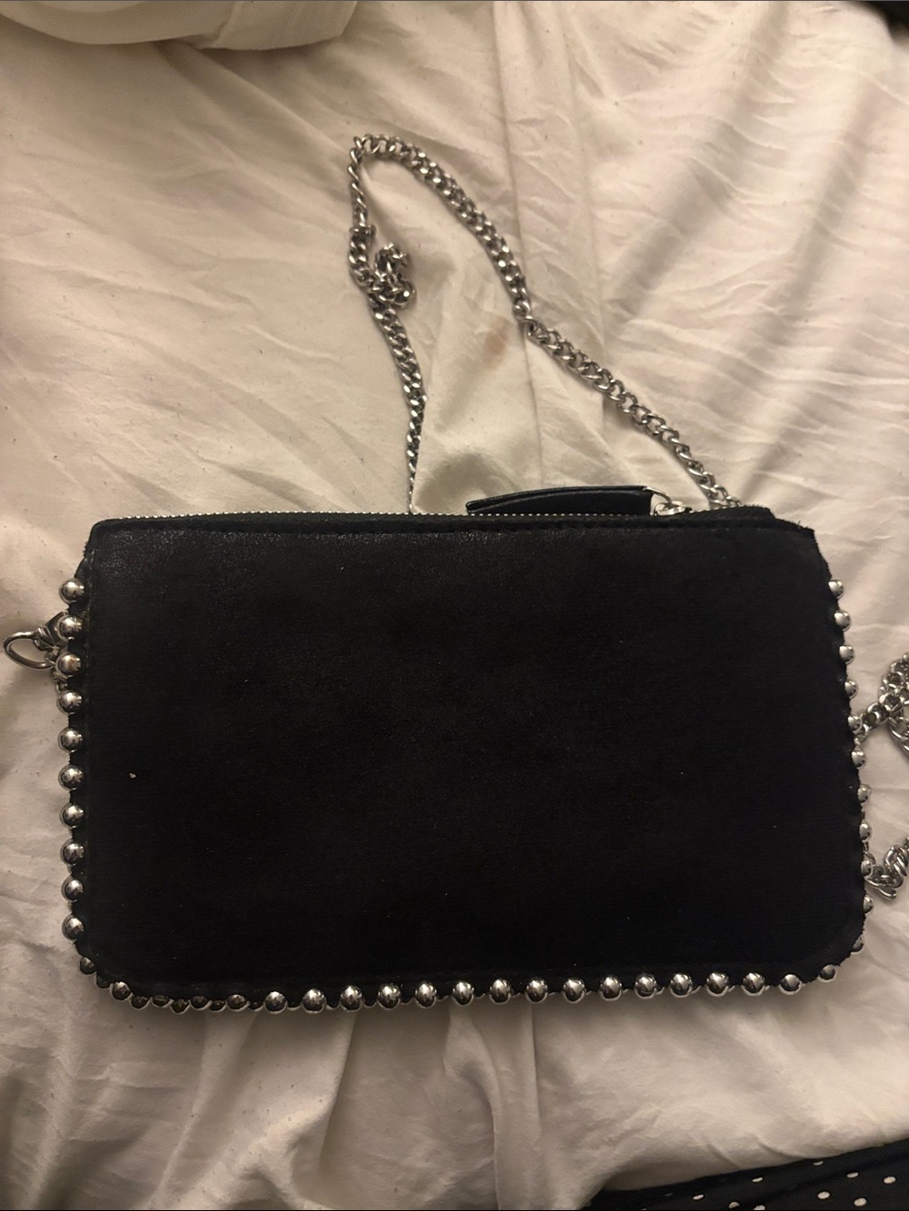 Zara Black Stud-Trim Suede Crossbody Bag -